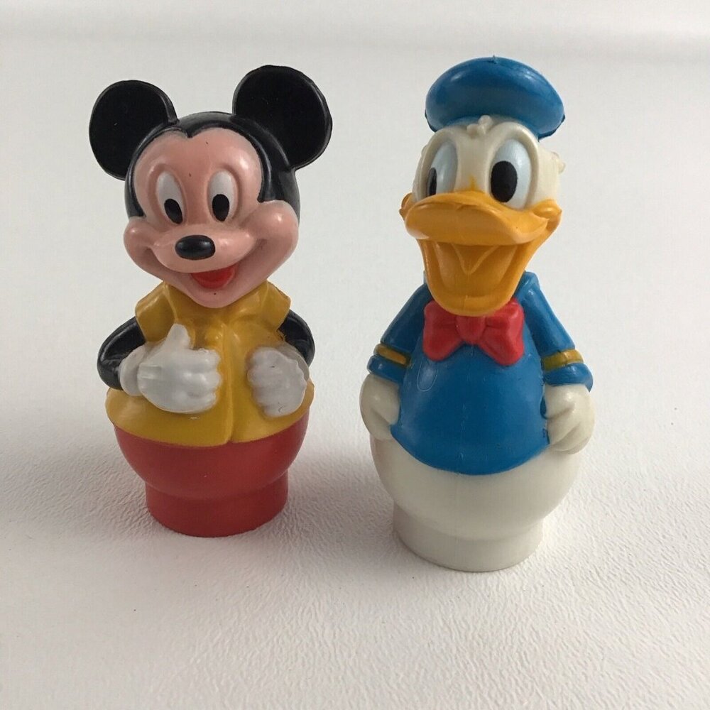 Disney Mickey Mouse Donald Duck PVC Figures Finger Puppets Vintage 80s Toy Arco